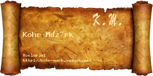 Kohr Márk névjegykártya